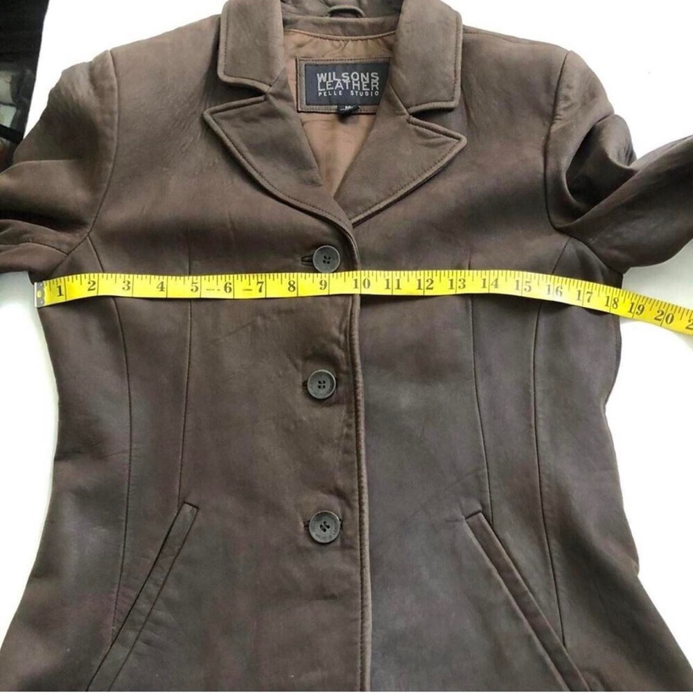 Wilson’s Vintage Y2K 90s Equestrian Brown Genuine Leather Jacket Blazer Preppy - Picture 5 of 8